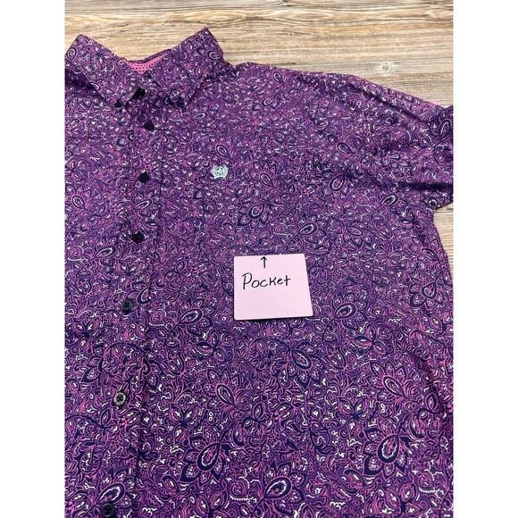 Cinch Shirt Mens XL Purple Paisley Button Down Flip Cuff  Western Cowboy Rodeo - Picture 9 of 16